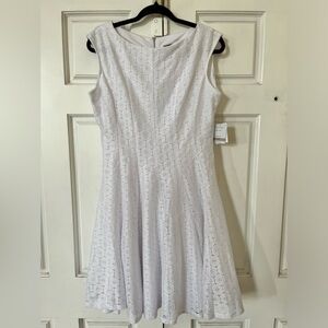 Danny & Nicole Sleeveless Floral Lace Fit + Flare White Midi Dress 12